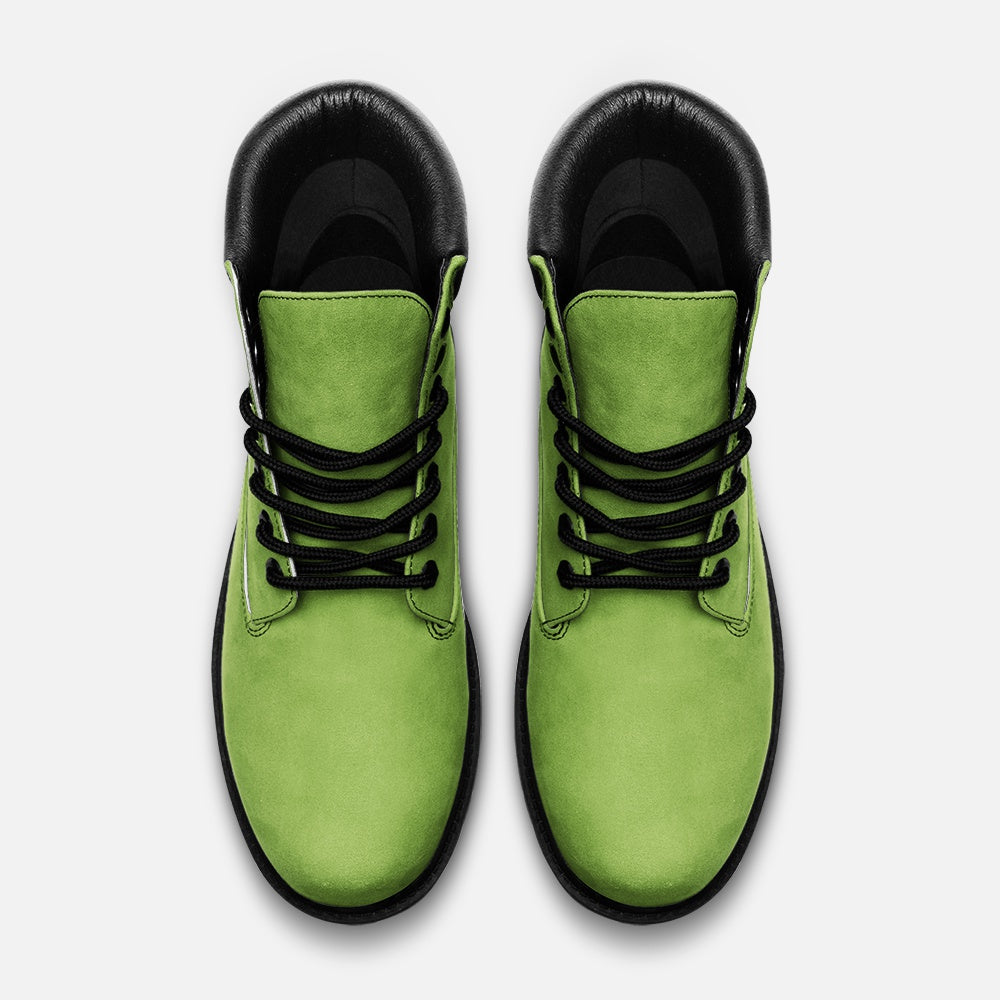 Vegan Suede Boot with Padded Cuff in Green Grass