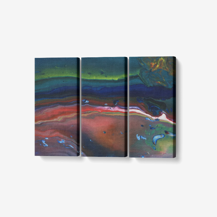 Northern Light 3 Piece Canvas Wall Art for Living Room - Framed Ready to Hang 3x8"x18"