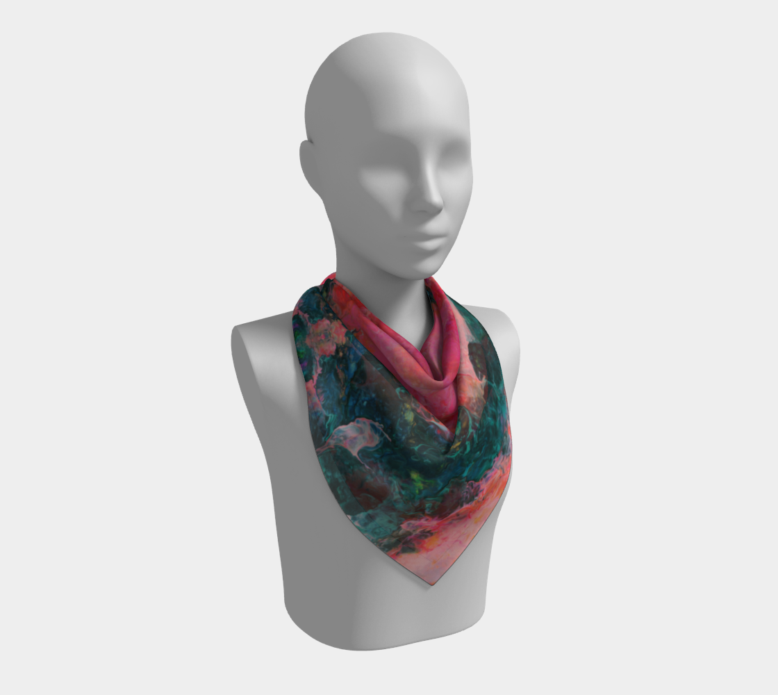 Feel the Borboleta Splash Print Square Scarf (Pink)