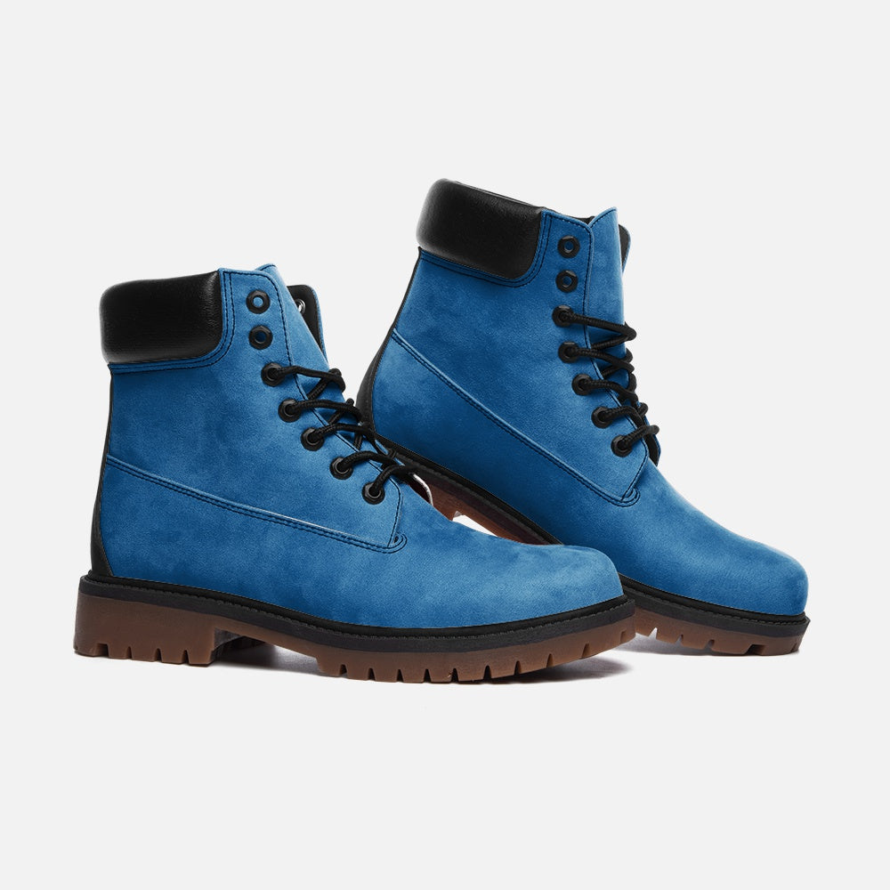 Vegan Suede Boot with Padded Cuff in Water Blue