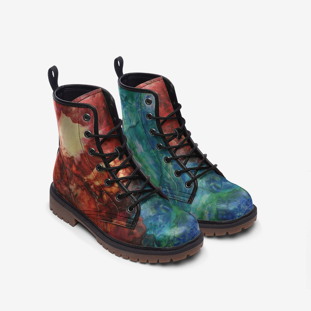 Vegan Leather Combat Boot in Aura Splash