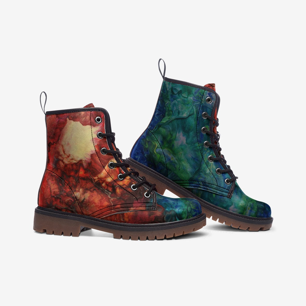 Vegan Leather Combat Boot in Aura Splash