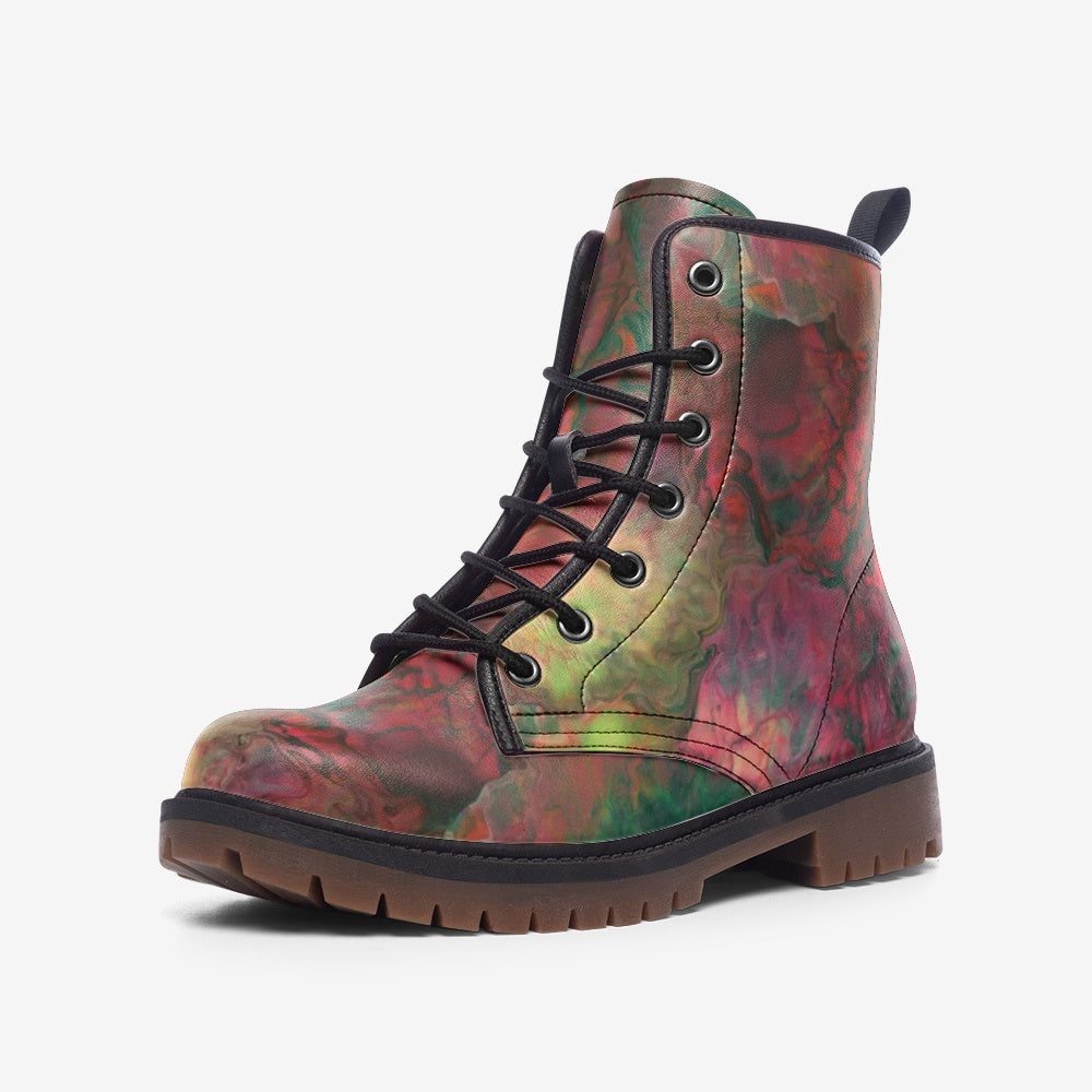 Vegan Leather Combat Boot in Bright Cameron