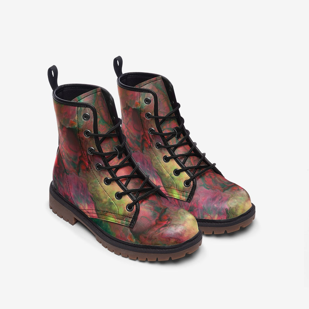 Vegan Leather Combat Boot in Bright Cameron