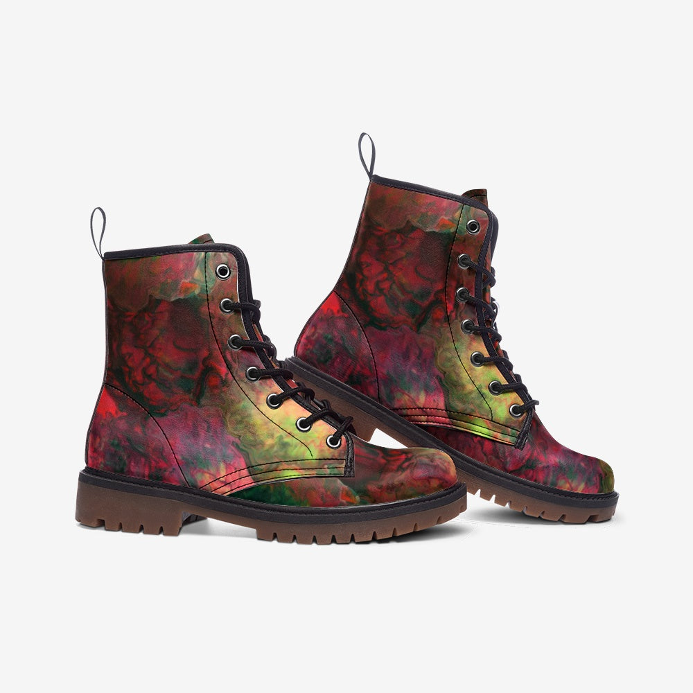 Vegan Leather Combat Boot in Bright Cameron