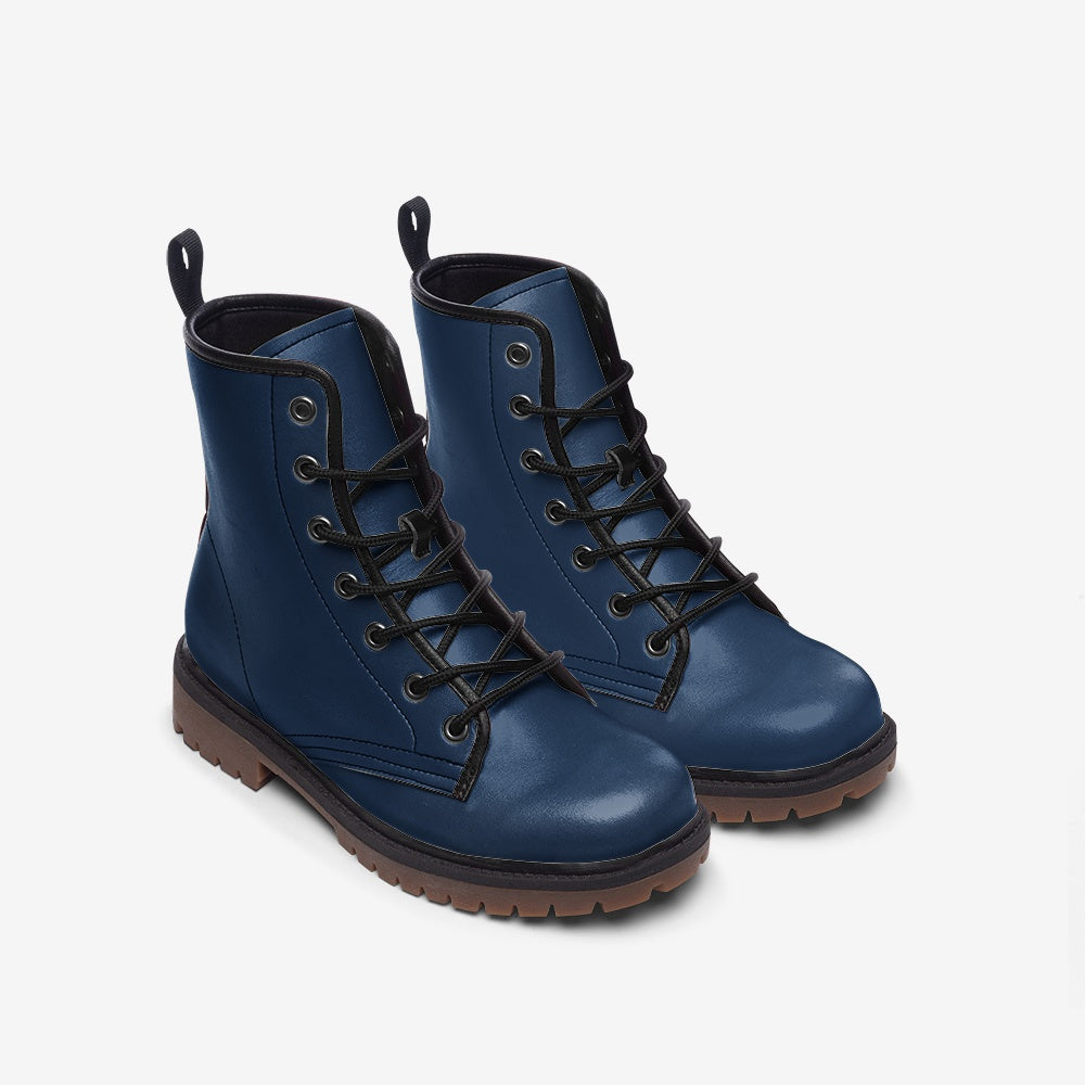 Vegan Leather Combat Boot in (In the) Navy