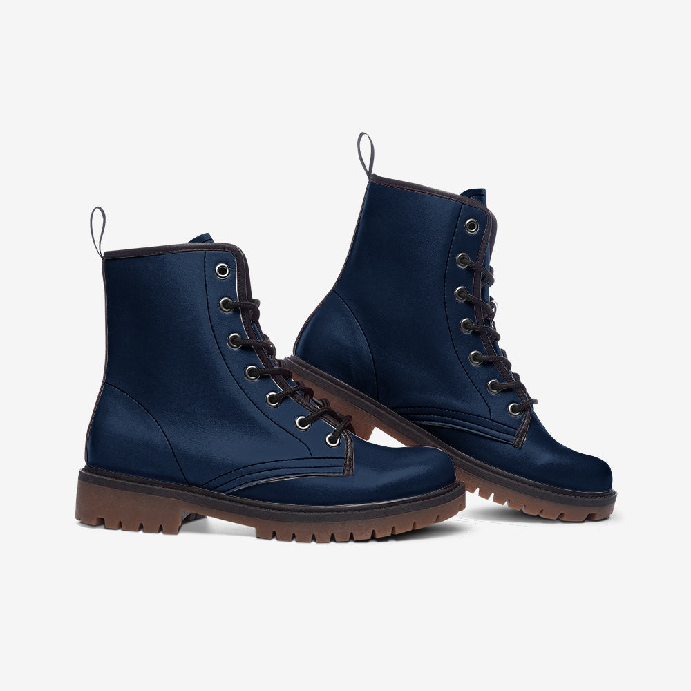 Vegan Leather Combat Boot in (In the) Navy