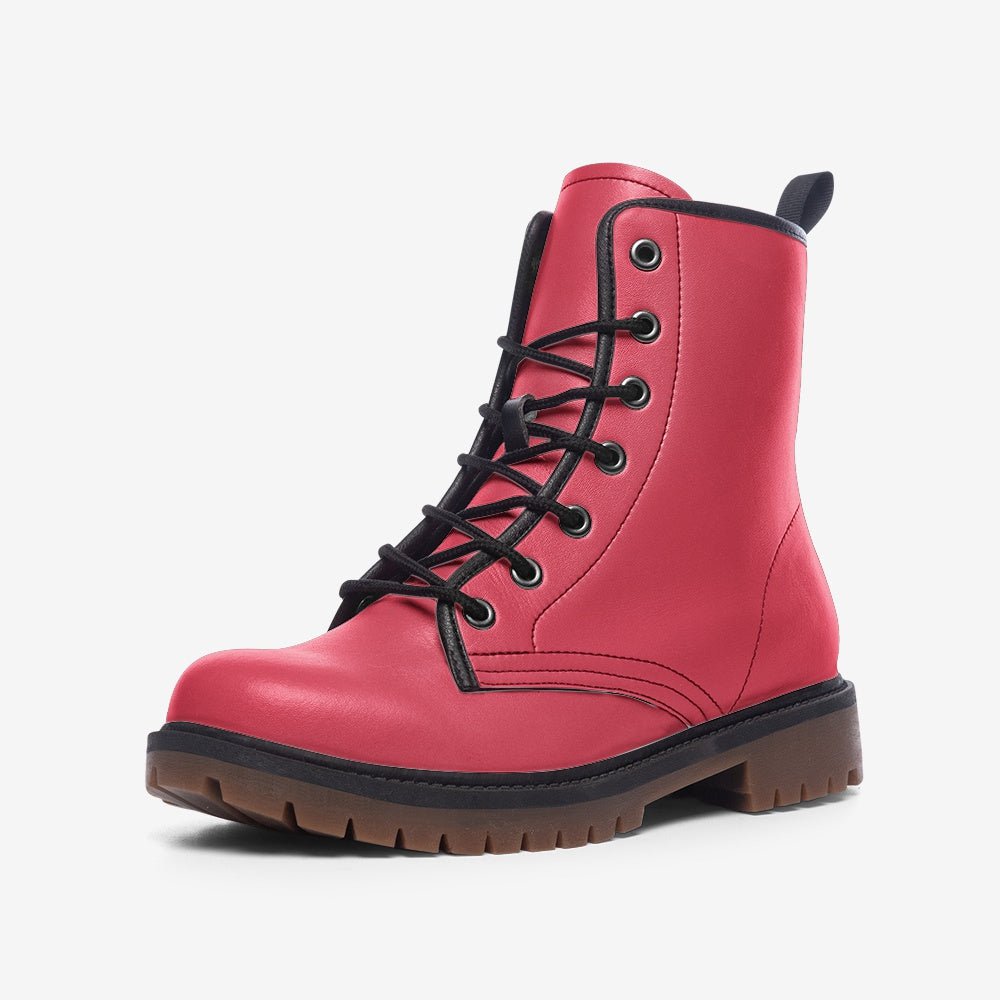 Vegan Leather Combat Boot in My Hibiscus