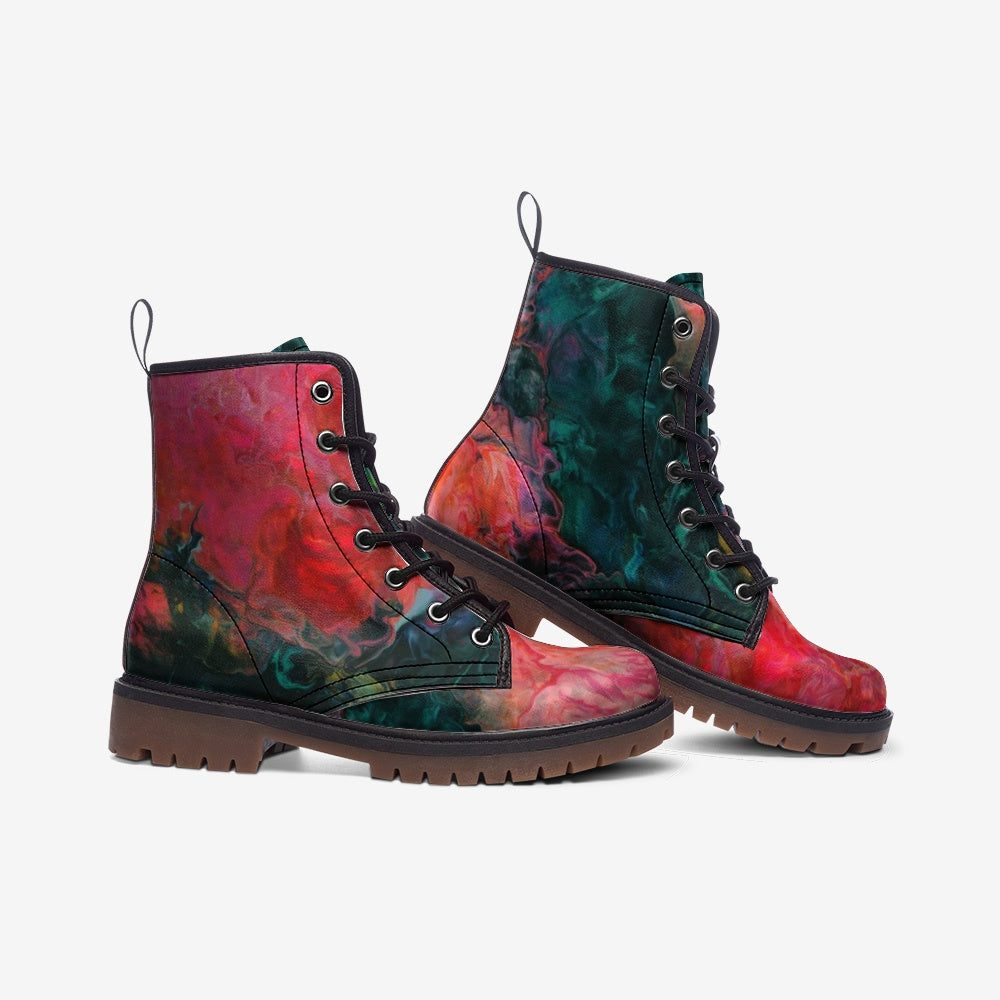 Vegan Leather Combat Boot in Feel the Borboleta