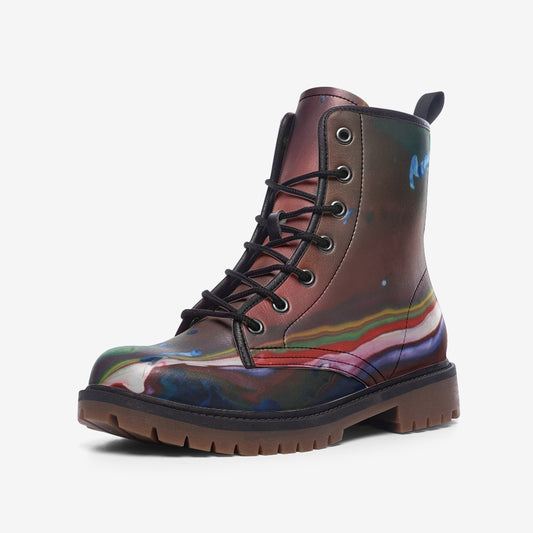 Vegan Leather Combat Boot in Northern Light
