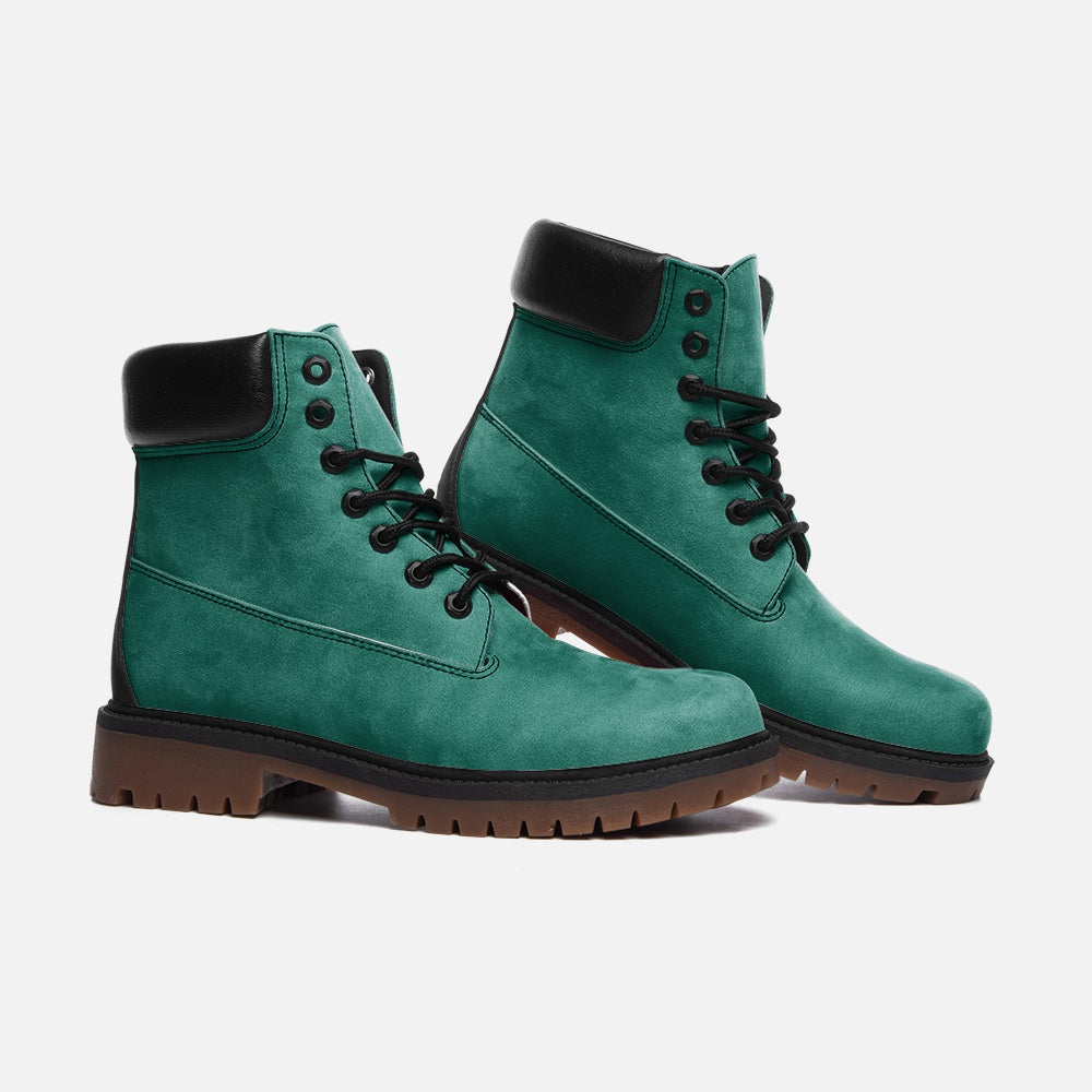 Vegan Suede Boot with Padded Cuff in Bright Green