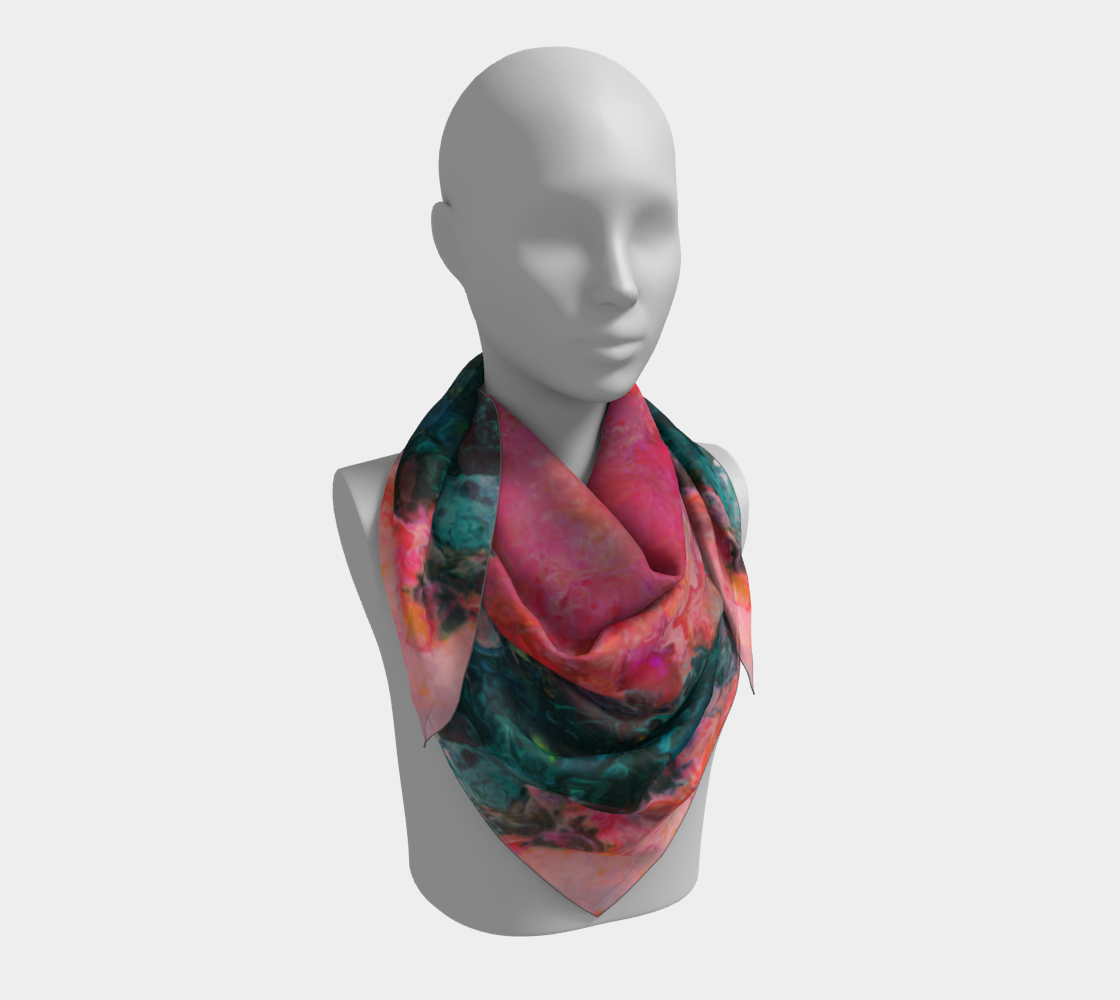 Feel the Borboleta Splash Print Square Scarf (Pink)