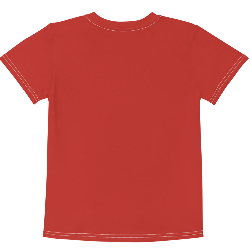 Gender Neutral Kids' Crew Neck T-Shirt in Cherry Red