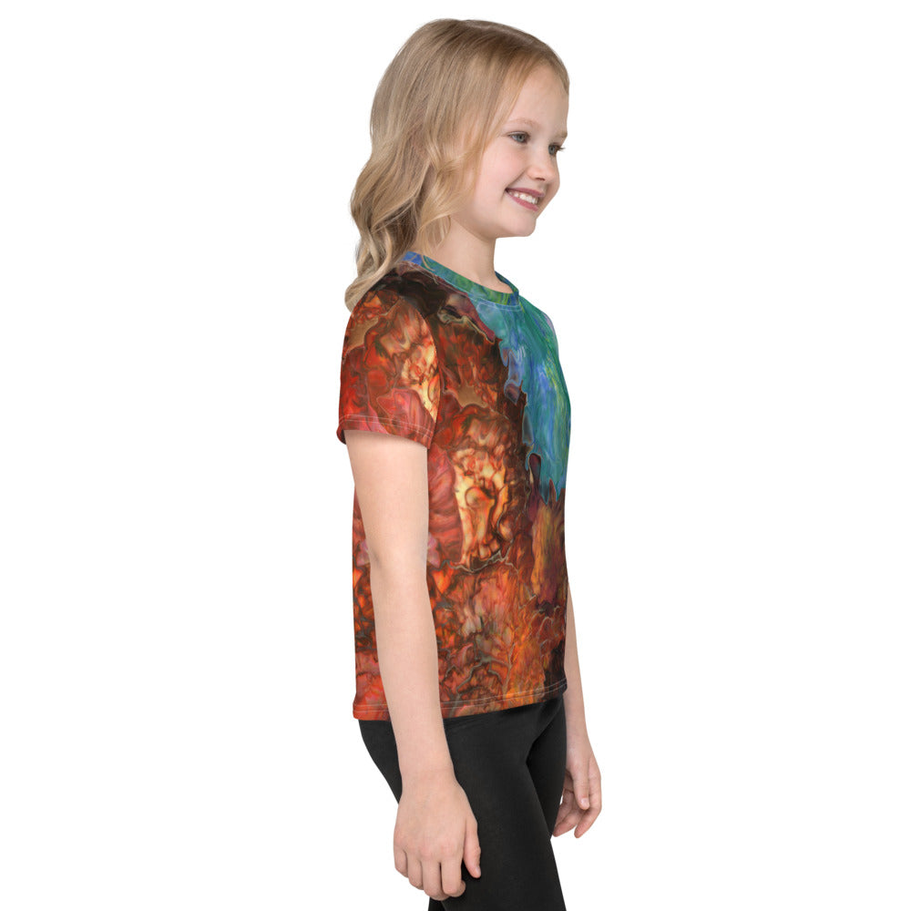 Gender Neutral Kids' Crew Neck T-Shirt in Aura Splash
