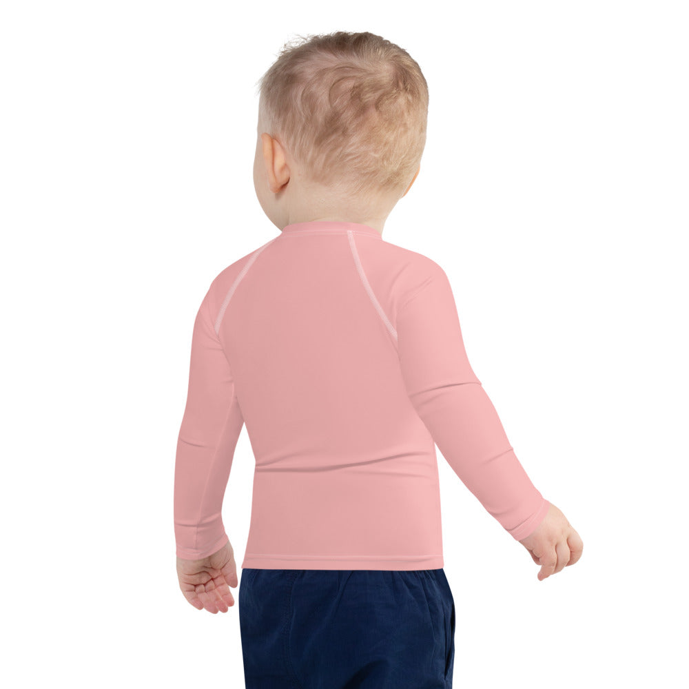 Gender Neutral Kids' Rash Guard/Swim Shirt in Pink Petal