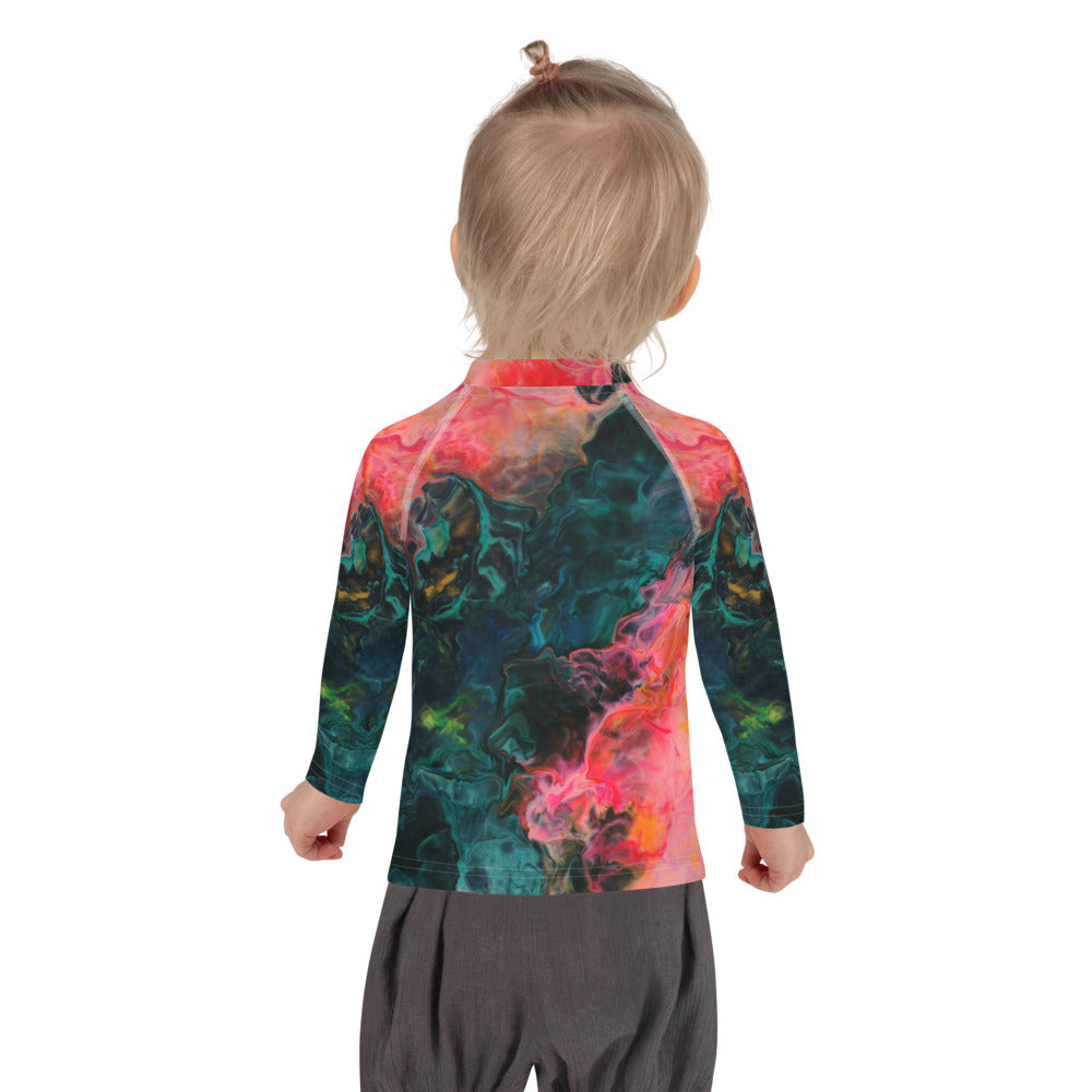 Gender Neutral Kids' Rash Guard/Swim Shirt in Feel the Borboleta