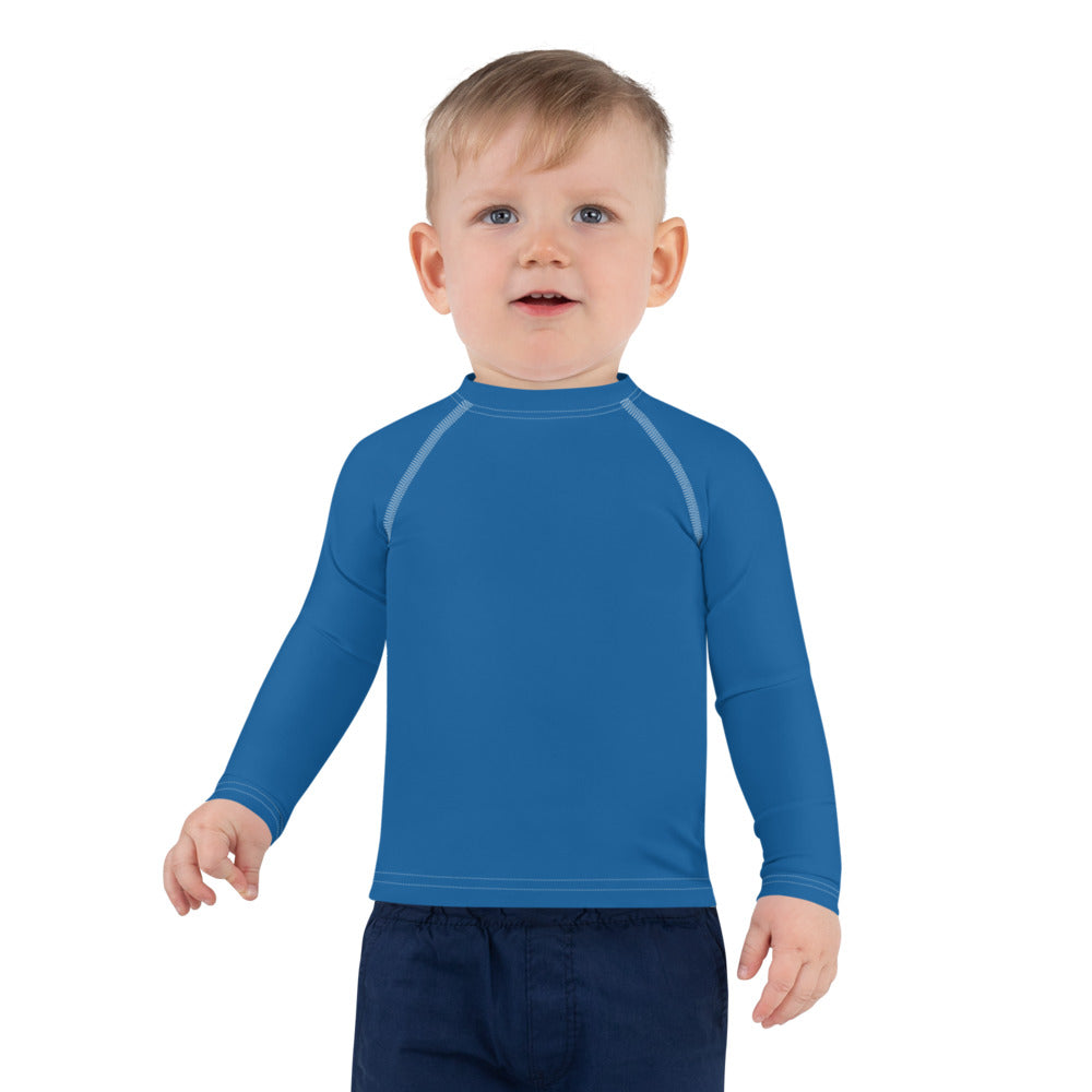 Gender Neutral Kids' Rash Guard/Swim Shirt in Blue Water