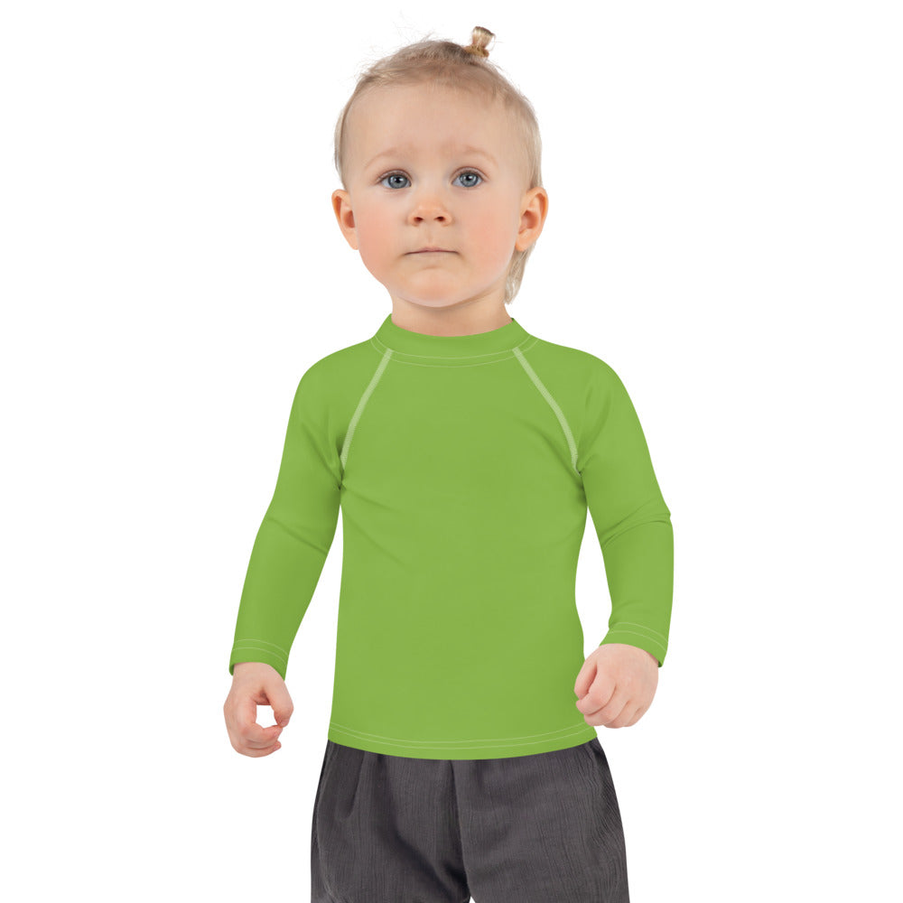 Gender Neutral Kids' Rash Guard/Swim Shirt in Green Grass
