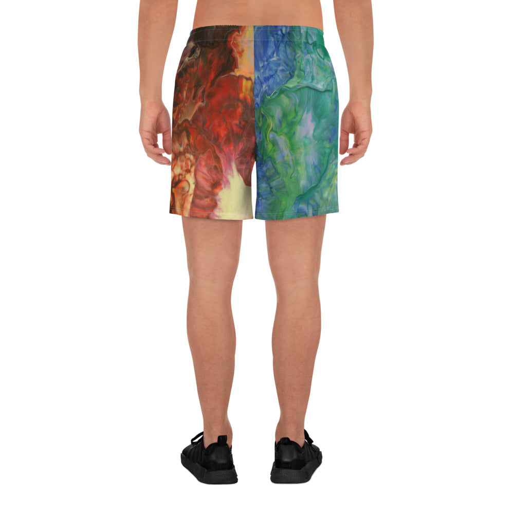 Aura Splash Split Athletic Long Shorts