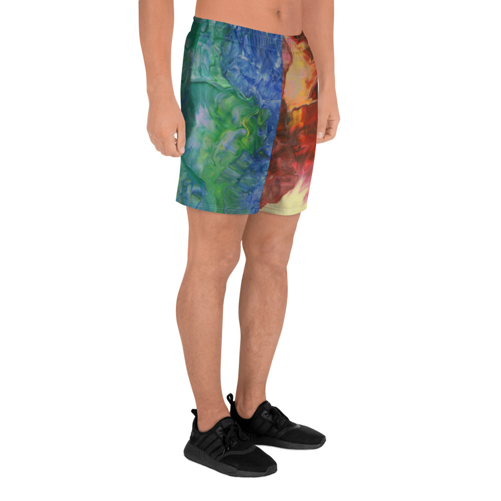 Aura Splash Split Athletic Long Shorts