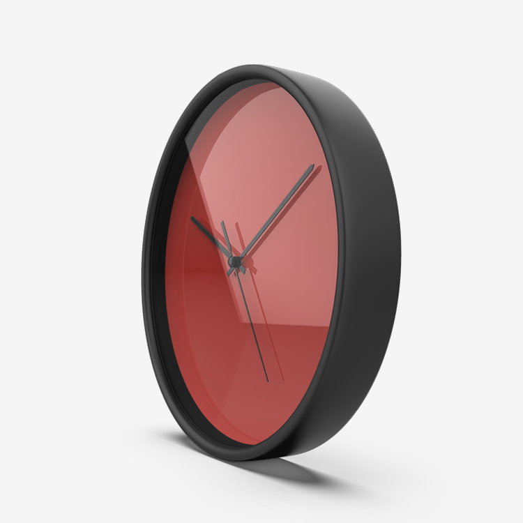 Cherry Red Numberless Silent Wall Clock
