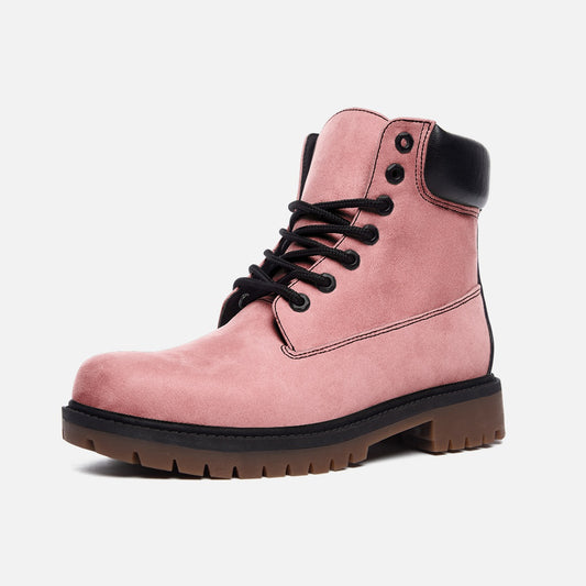 Vegan Suede Boot with Padded Cuff in Pink Petal