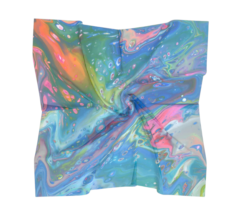 Bright and colourful luxury silk scarf