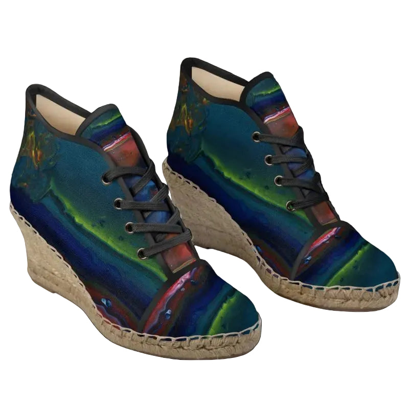 Colourful wedge shoes with espadrille sole 