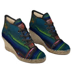 Colourful wedge shoes with espadrille sole 