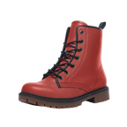 Cherry Red Vegan Leather Combat Boot