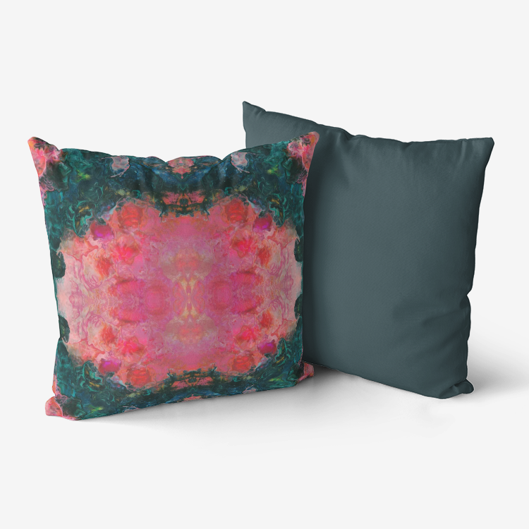 Feel the Borboleta Dark Teal/Green Home Goods Premium Hypoallergenic Throw Pillow