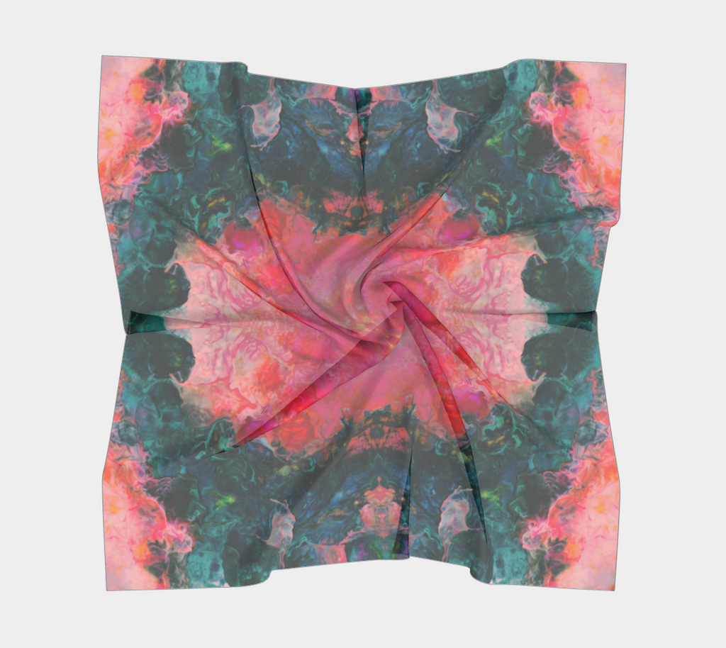 Feel the Borboleta Splash Print Square Scarf (Pink)