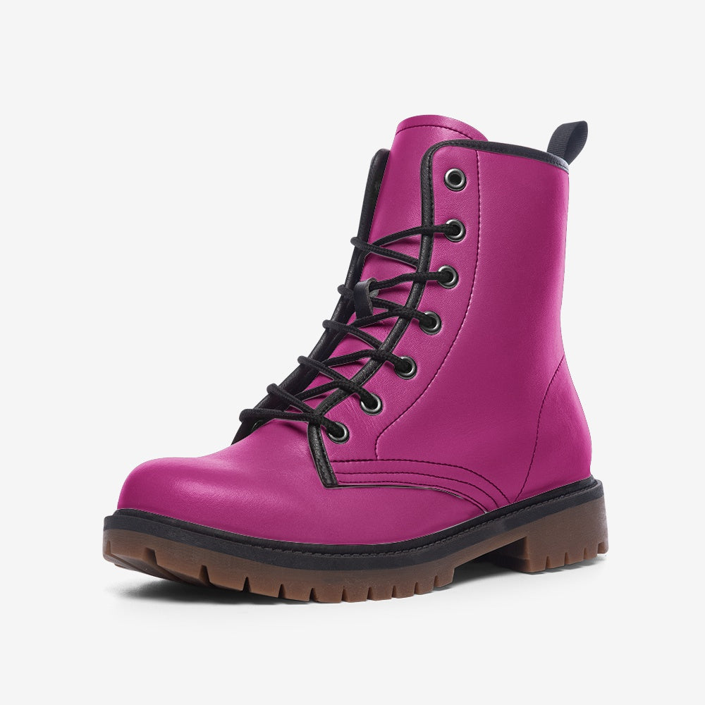 Vegan Leather Combat Boot in Fabulous Fuchsia