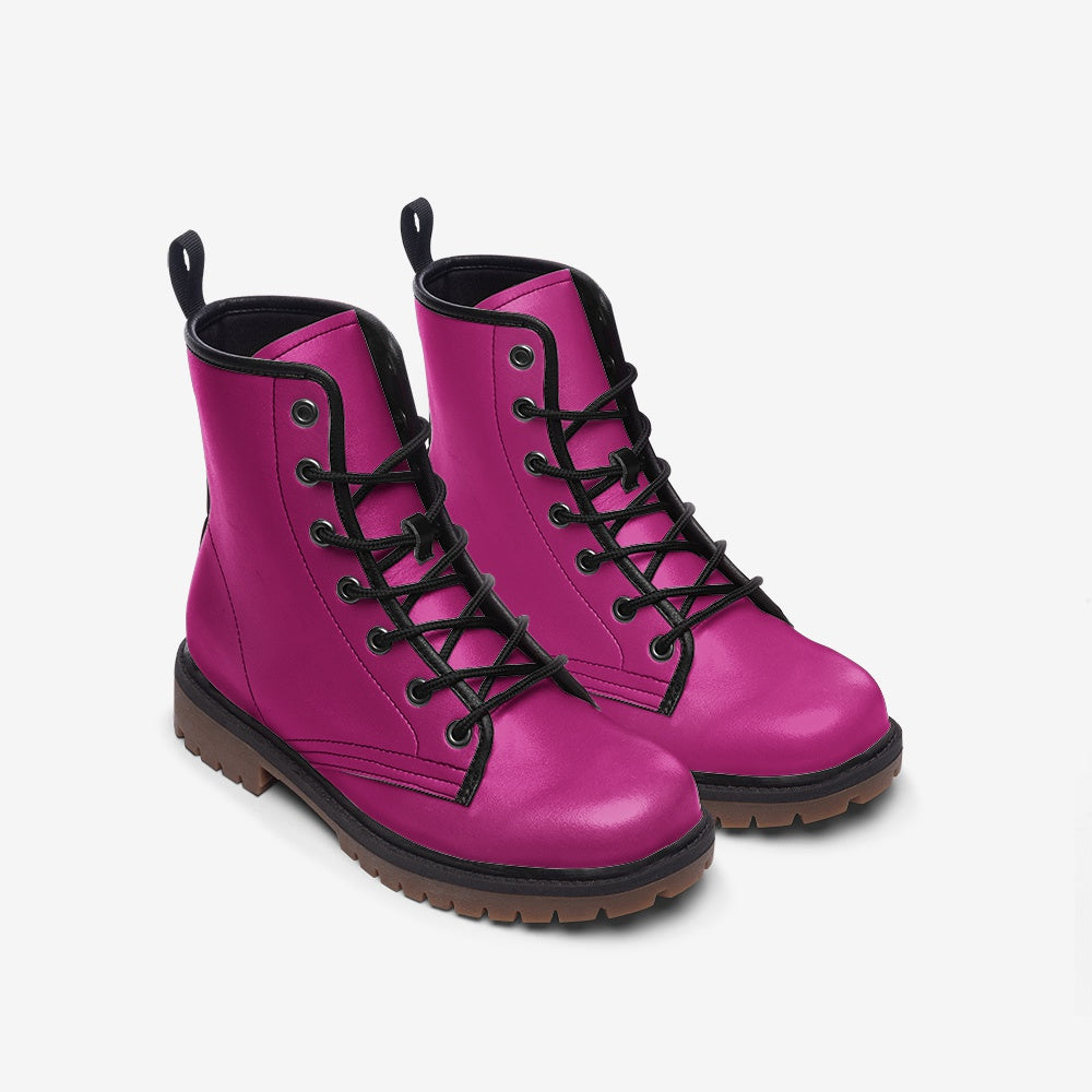 Vegan Leather Combat Boot in Fabulous Fuchsia