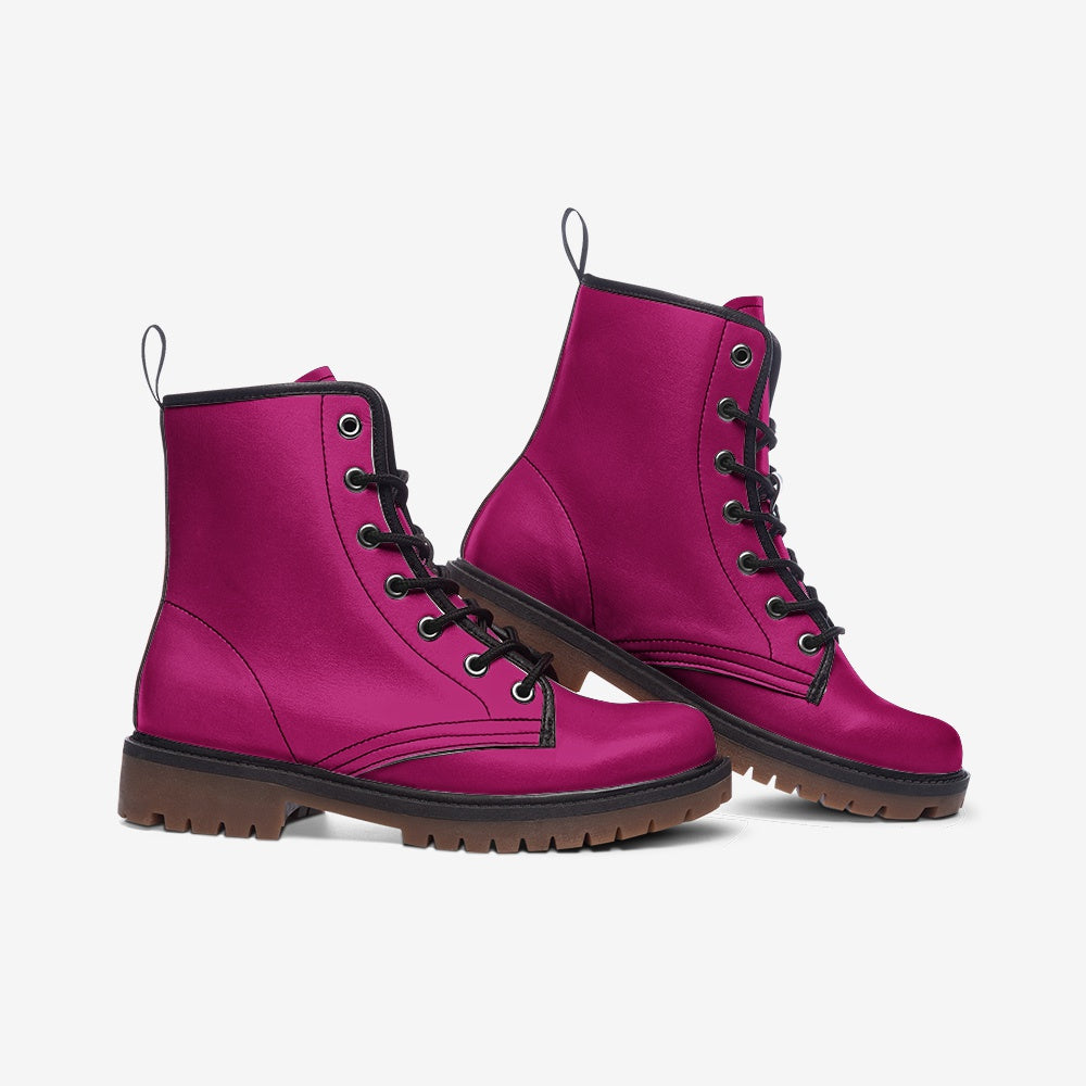 Vegan Leather Combat Boot in Fabulous Fuchsia