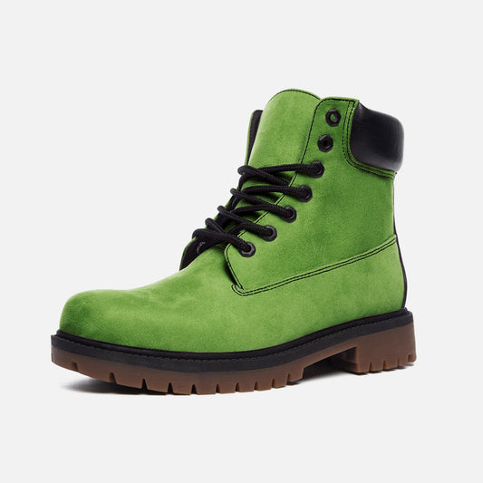 Vegan Suede Boot with Padded Cuff in Green Grass