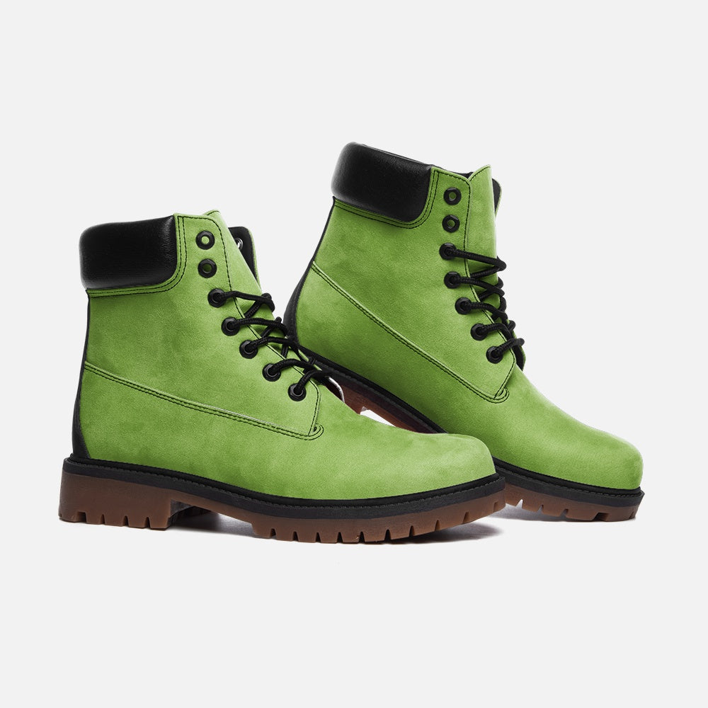 Vegan Suede Boot with Padded Cuff in Green Grass