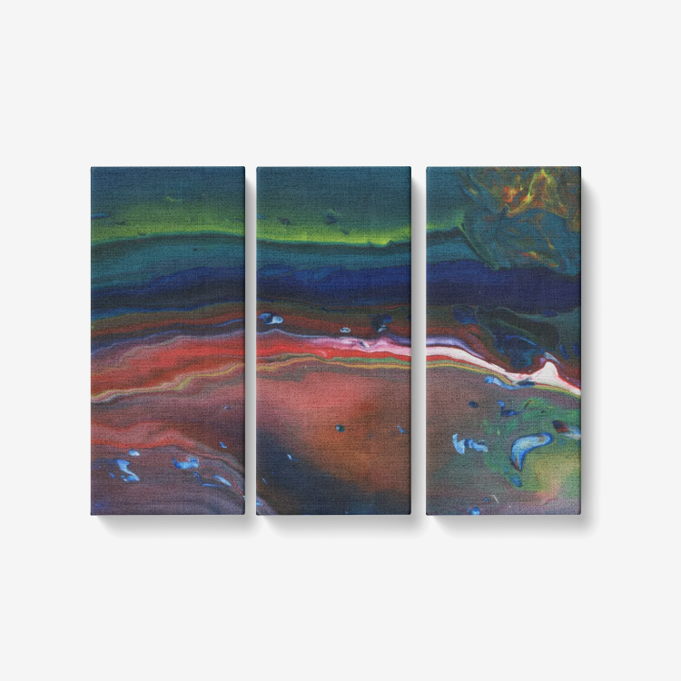 Northern Light 3 Piece Canvas Wall Art for Living Room - Framed Ready to Hang 3x8"x18"