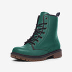 Vegan Leather Combat Boot in Bright Green