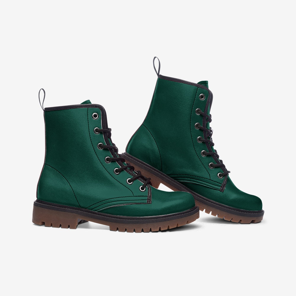 Vegan Leather Combat Boot in Bright Green