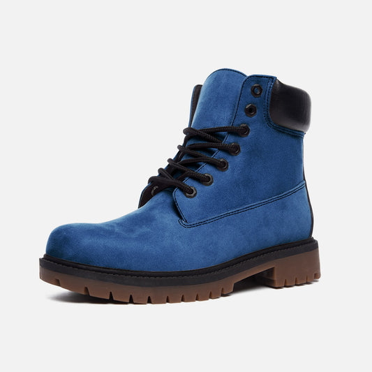 Vegan Suede Boot with Padded Cuff in Water Blue