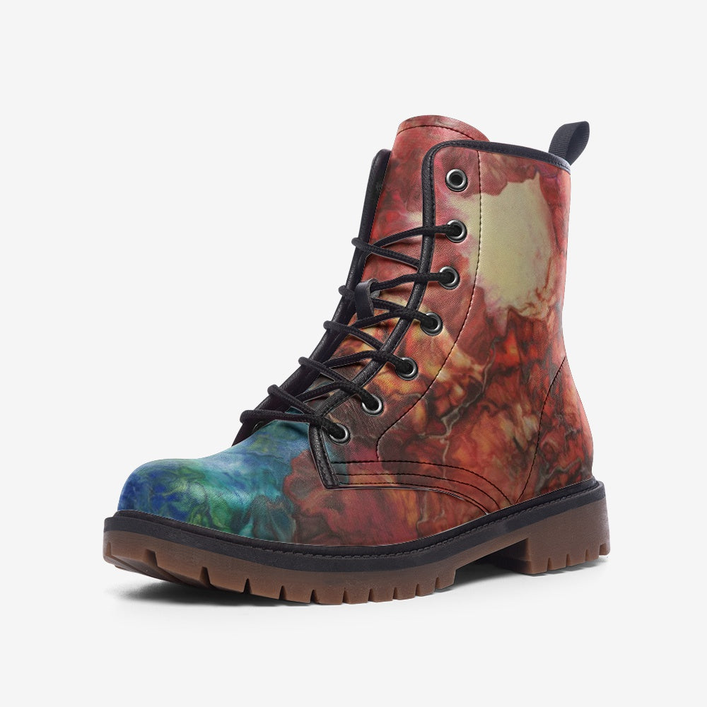 Vegan Leather Combat Boot in Aura Splash