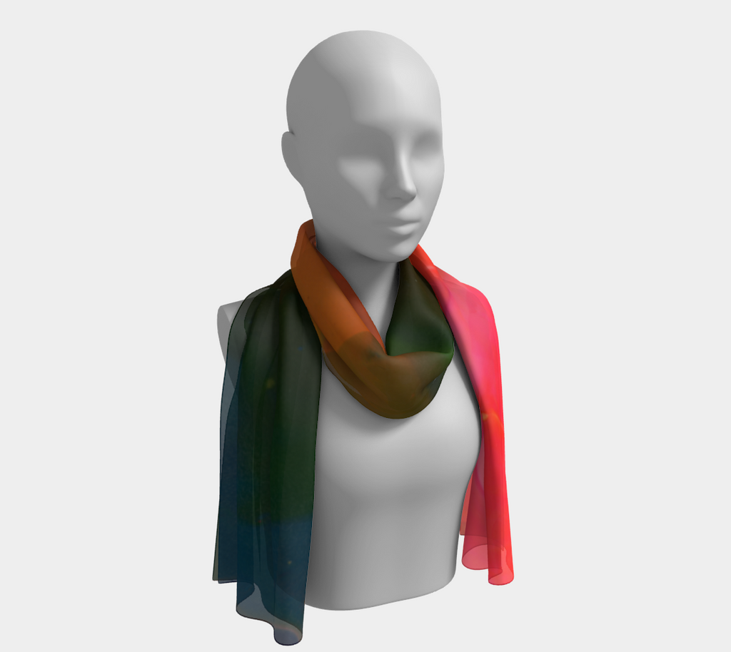 Rainbow Mountain Long Silk Head Scarf