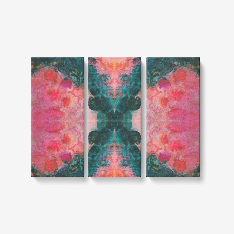 Feel the Borboleta Pattern 3 Piece Canvas Wall Art for Living Room - Framed Ready to Hang 3x8"x18"