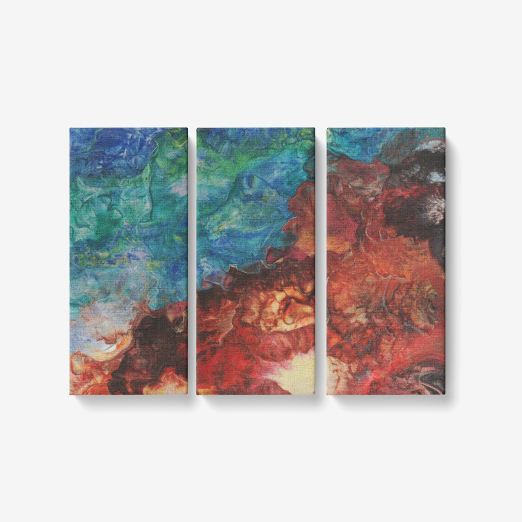 Aura Splash 3 Piece Canvas Wall Art for Living Room - Framed Ready to Hang 3x8"x18"