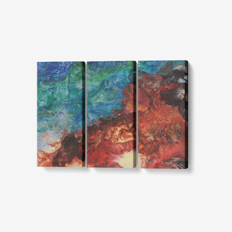 Aura Splash 3 Piece Canvas Wall Art for Living Room - Framed Ready to Hang 3x8"x18"