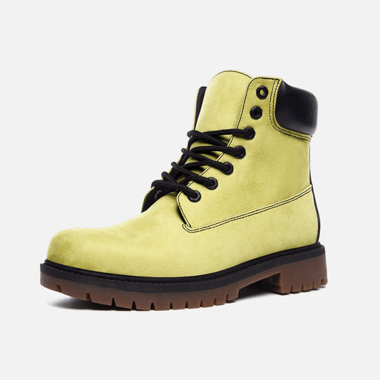 Vegan Suede Boot with Padded Cuff in Butter Yellow