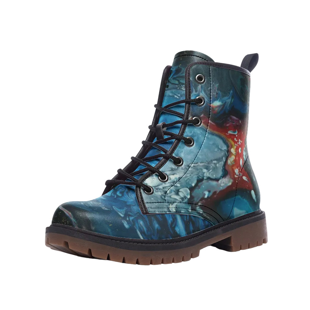 Vegan leather cute combat boot in colourful clothing for women