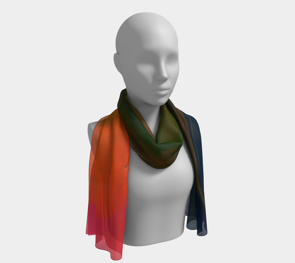 Rainbow Mountain Long Silk Head Scarf