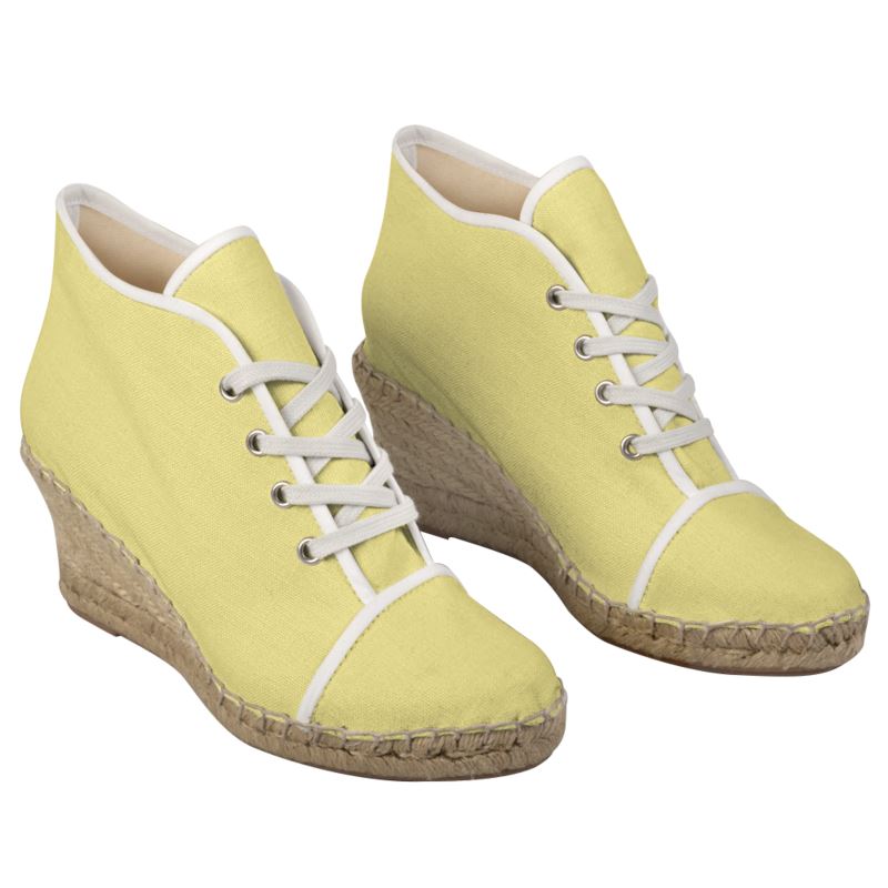 Butter Yellow Ladies Wedge Espadrilles